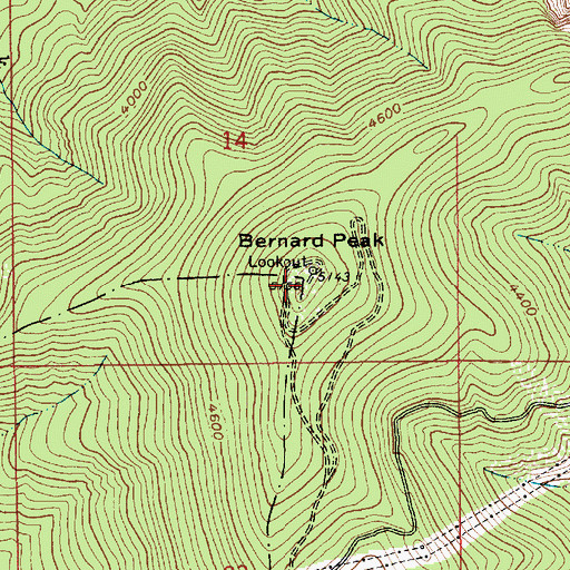 Topographic Map of Bernard Peak, ID