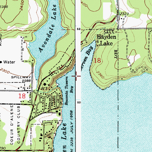 Topographic Map of Berven Bay, ID