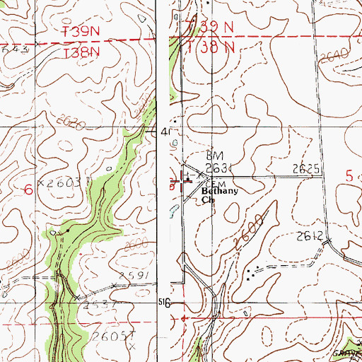 Topographic Map of Bethany Cemetery, ID
