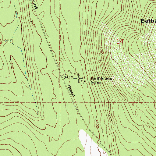 Topographic Map of Bethlehem Mine, ID