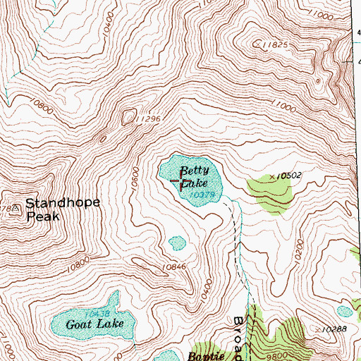 Topographic Map of Betty Lake, ID