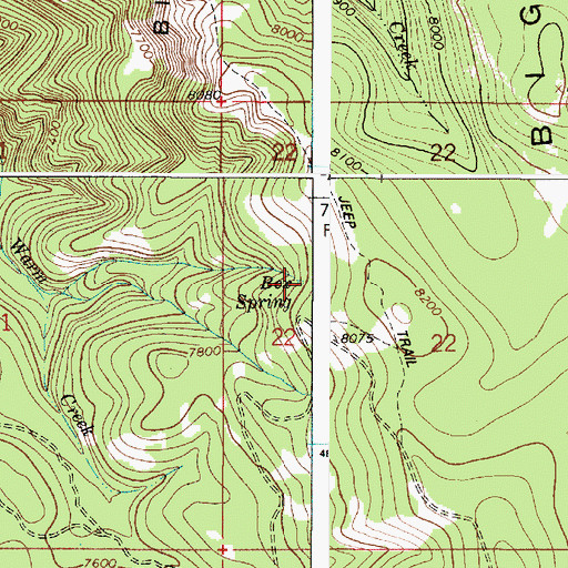 Topographic Map of Bex Spring, ID