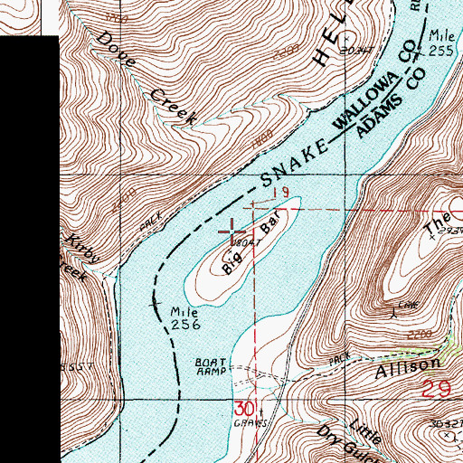 Topographic Map of Big Bar, ID