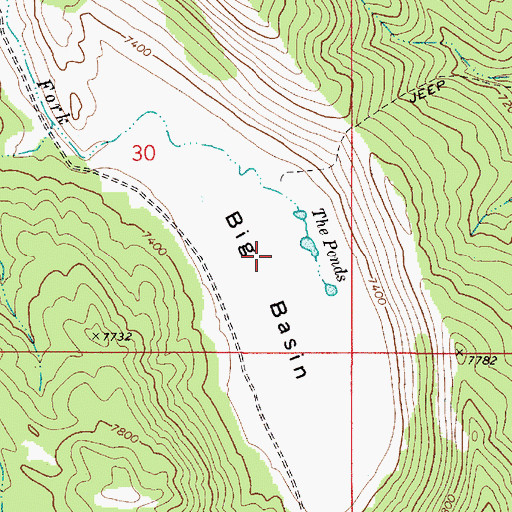 Topographic Map of Big Basin, ID