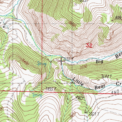 Topographic Map of Big Bear Creek, ID