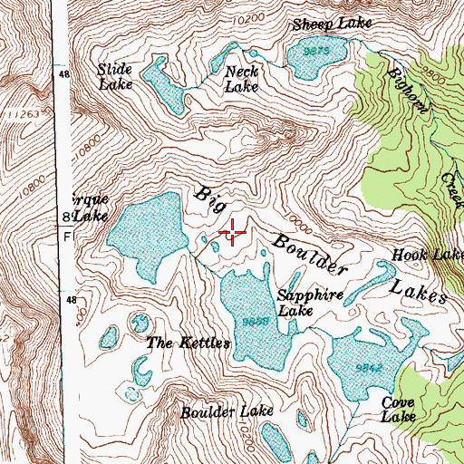 Topographic Map of Big Boulder Lakes, ID