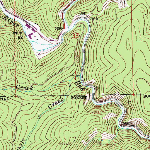 Topographic Map of Big Campbell Creek, ID