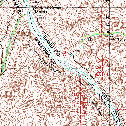 Topographic Map of Big Canyon Creek, ID