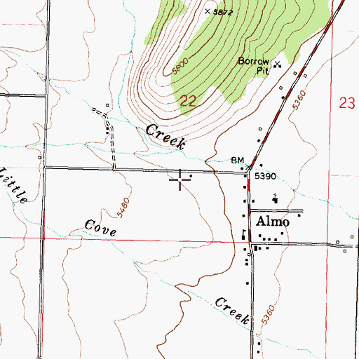 Topographic Map of Big Cove, ID