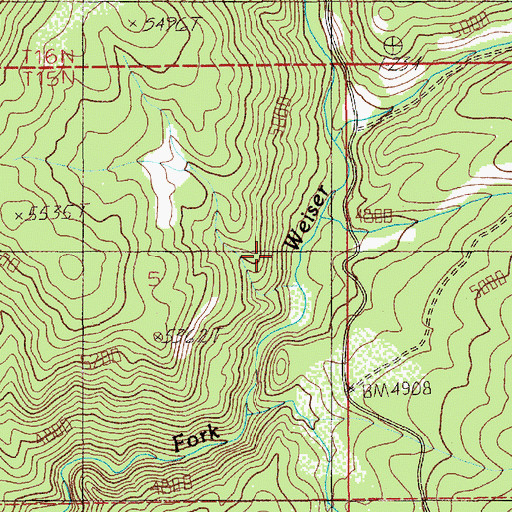 Topographic Map of Big Creek, ID