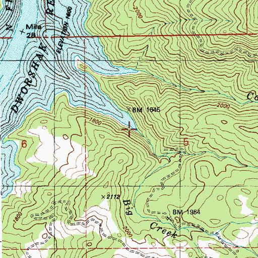 Topographic Map of Big Creek, ID