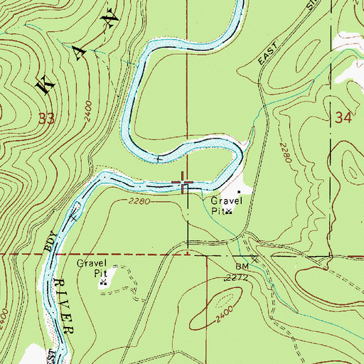 Topographic Map of Big Creek, ID