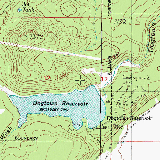 Topographic Map of Dogtown Picnic Ground, AZ