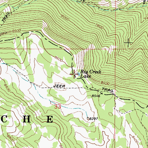 Topographic Map of Big Creek Lake, ID