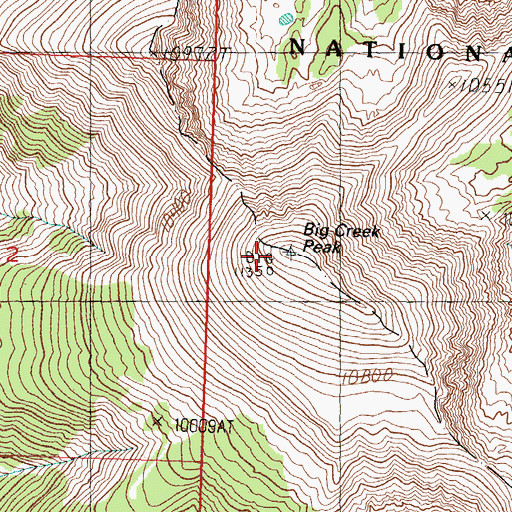 Topographic Map of Big Creek Peak, ID