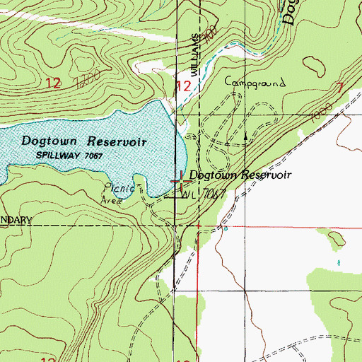 Topographic Map of Dogtown Reservoir Recreation Site, AZ