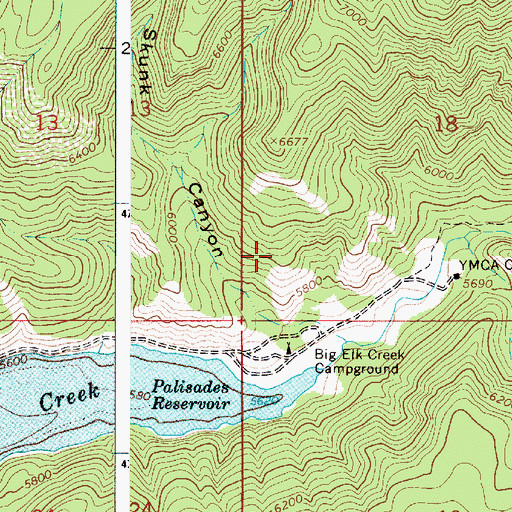 Topographic Map of Big Elk Creek Campground, ID
