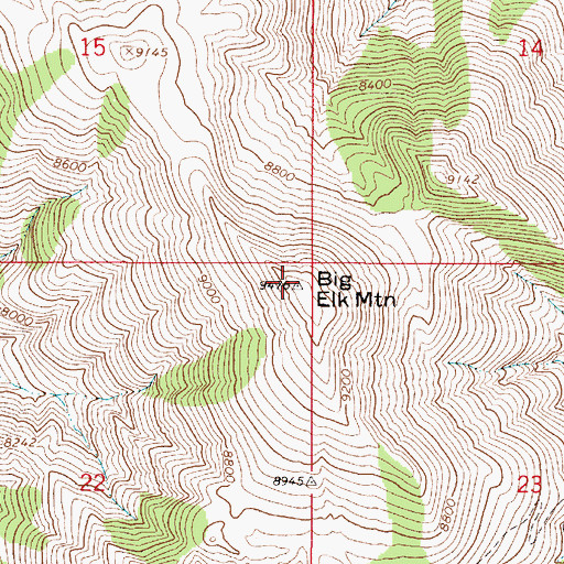 Topographic Map of Big Elk Mountain, ID