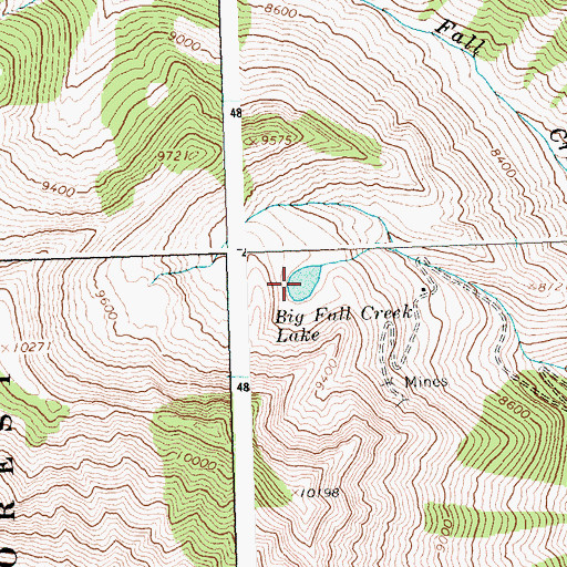 Topographic Map of Big Fall Creek Lake, ID