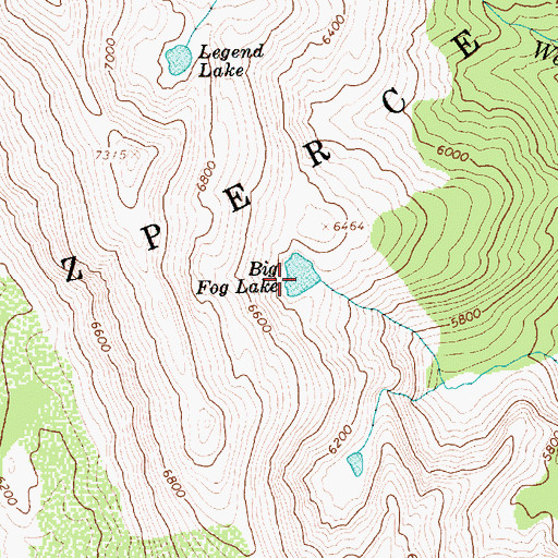 Topographic Map of Big Fog Lake, ID