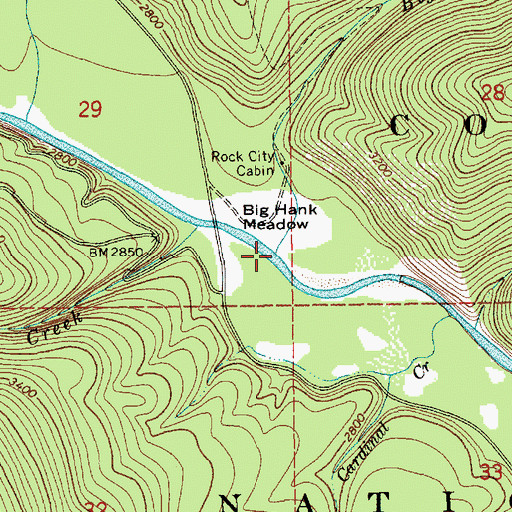 Topographic Map of Big Hank Creek, ID