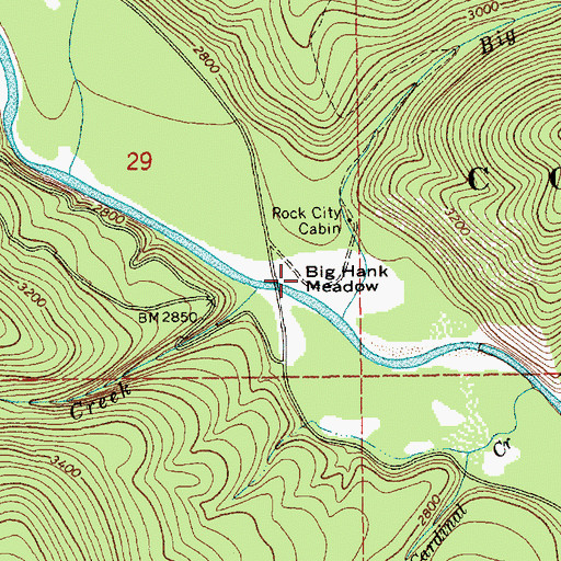 Topographic Map of Big Hank Meadow, ID