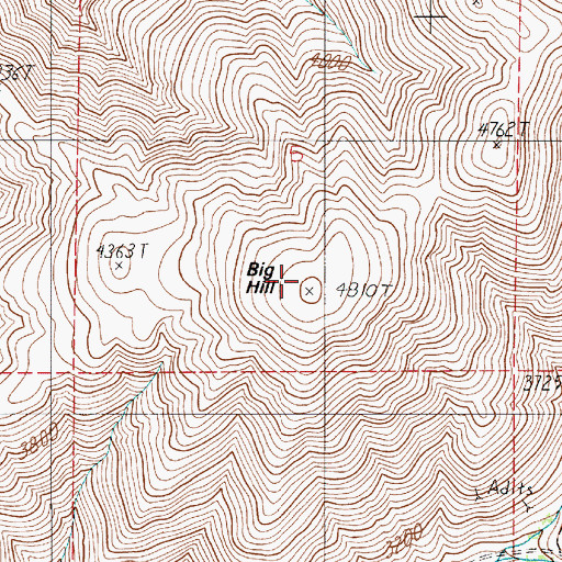 Topographic Map of Big Hill, ID