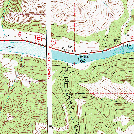 Topographic Map of Big Horse Canyon Creek, ID