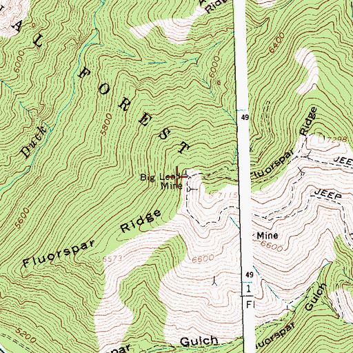 Topographic Map of Big Lead Mine, ID