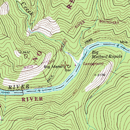 Topographic Map of Big Mallard Creek, ID