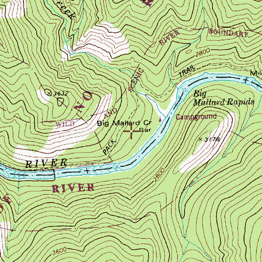 Topographic Map of Big Mallard Creek Bar, ID