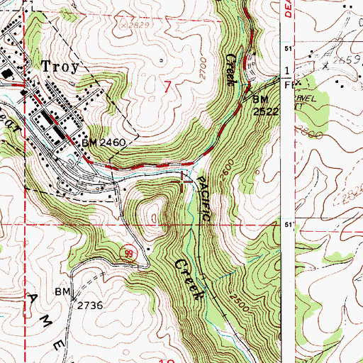 Topographic Map of Big Meadow Creek, ID