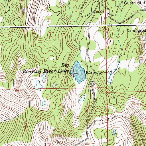 Topographic Map of Big Roaring River Lake, ID