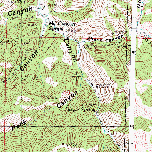 Topographic Map of Big Rock Canyon, ID