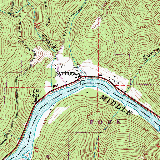 Topographic Map of Big Smith Creek, ID