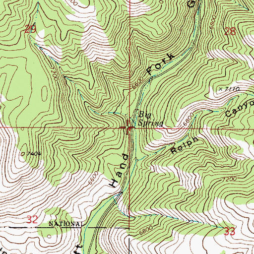 Topographic Map of Big Spring, ID