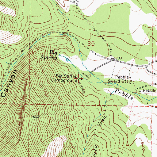 Topographic Map of Big Spring Campground, ID
