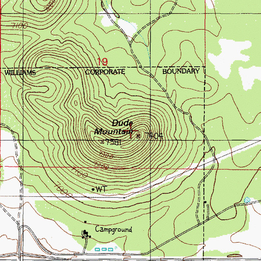 Topographic Map of Dude Mountain, AZ