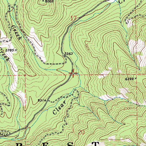 Topographic Map of Big Spruce Creek, ID