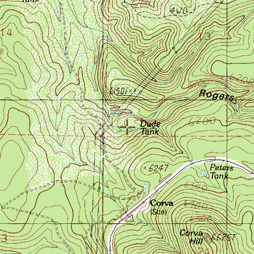 Topographic Map of Dude Tank, AZ