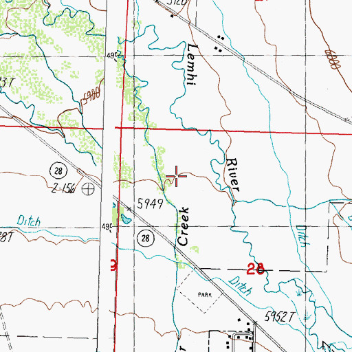 Topographic Map of Big Timber Creek, ID