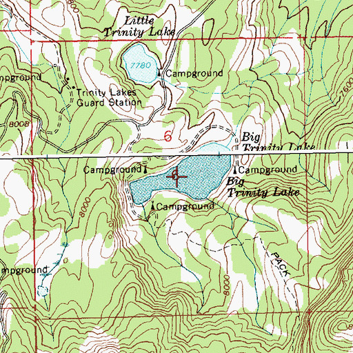 Topographic Map of Big Trinity Lake, ID