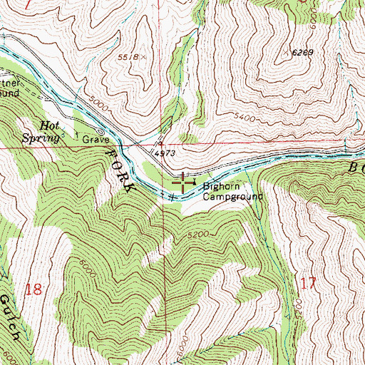 Topographic Map of Bighorn Campground, ID