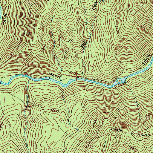 Topographic Map of Bill Creek, ID