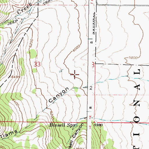 Topographic Map of Bill Williams Canyon, ID