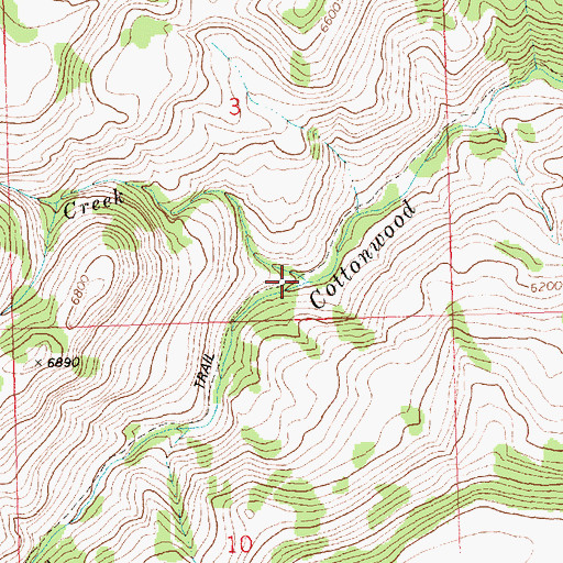 Topographic Map of Billys Hole Creek, ID