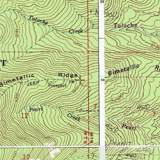 Topographic Map of Bimetallic Ridge, ID