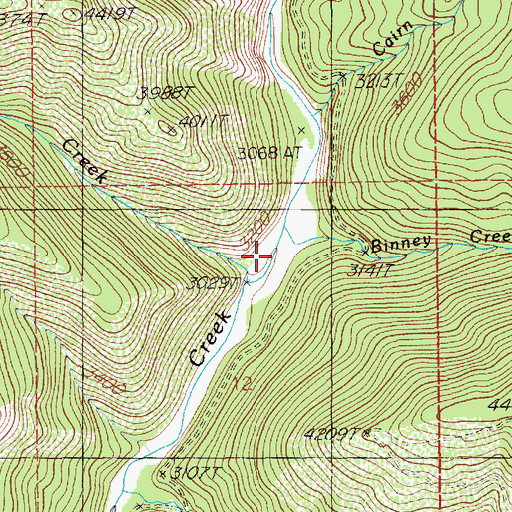 Topographic Map of Binney Creek, ID