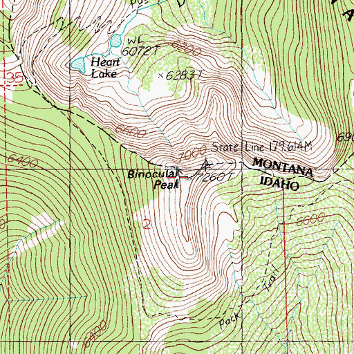 Topographic Map of Binocular Peak, ID