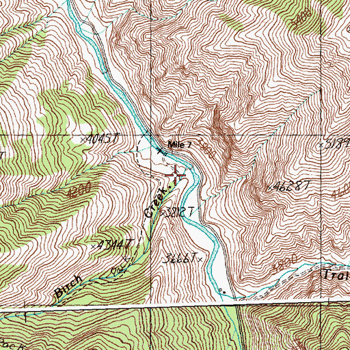 Topographic Map of Birch Creek, ID
